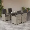Image de vidaXL Ensemble à manger de jardin et coussins 5 pcs gris clair rotin