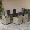 Image de vidaXL Ensemble à manger de jardin et coussins 7 pcs gris clair rotin