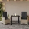 Image de vidaXL Ensemble à manger de jardin 3pcs coussins gris clair poly rotin