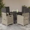 Image de vidaXL Ensemble à manger de jardin et coussins 5 pcs gris clair rotin
