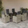 Image de vidaXL Ensemble à manger de jardin et coussins 7 pcs gris clair rotin