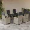 Image de vidaXL Ensemble à manger de jardin et coussins 7 pcs gris clair rotin