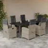 Image de vidaXL Ensemble à manger de jardin et coussins 7 pcs gris clair rotin