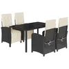 Image de vidaXL Ensemble à manger de jardin coussins 5pcs Noir Résine tressée