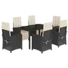 Image de vidaXL Ensemble à manger de jardin coussins 7pcs Noir Résine tressée