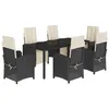 Image de vidaXL Ensemble à manger de jardin coussins 7pcs Noir Résine tressée
