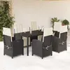 Image de vidaXL Ensemble à manger de jardin coussins 7pcs Noir Résine tressée