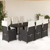 Image de vidaXL Ensemble à manger de jardin 9pcs coussins noir résine tressée