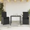 Image de vidaXL Ensemble de bistro 3 pcs avec coussins noir résine tressée