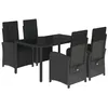 Image de vidaXL Ensemble à manger de jardin coussins 5pcs Noir Résine tressée