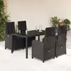 Image de vidaXL Ensemble à manger de jardin coussins 5pcs Noir Résine tressée