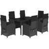 Image de vidaXL Ensemble à manger de jardin coussins 7pcs Noir Résine tressée