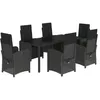 Image de vidaXL Ensemble à manger de jardin coussins 7pcs Noir Résine tressée