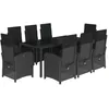 Image de vidaXL Ensemble à manger de jardin 9pcs coussins noir résine tressée