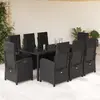 Image de vidaXL Ensemble à manger de jardin 9pcs coussins noir résine tressée