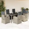 Image de vidaXL Ensemble à manger de jardin et coussins 7 pcs gris rotin
