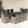 Image de vidaXL Ensemble à manger de jardin 9 pcs coussins gris résine tressée