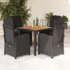 Image de vidaXL Ensemble à manger de jardin coussins 5pcs Noir Résine tressée