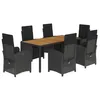 Image de vidaXL Ensemble à manger de jardin coussins 7pcs Noir Résine tressée