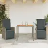 Image de vidaXL Ensemble de bistro 3 pcs avec coussins gris résine tressée