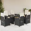 Image de vidaXL Ensemble à manger de jardin coussins 7pcs Noir Résine tressée