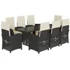 Image de vidaXL Ensemble à manger de jardin 9pcs coussins noir résine tressée