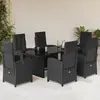 Image de vidaXL Ensemble à manger de jardin coussins 7pcs Noir Résine tressée