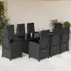 Image de vidaXL Ensemble à manger de jardin 9pcs coussins noir résine tressée