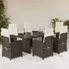 Image de vidaXL Ensemble à manger de jardin et coussins 7 pcs marron rotin