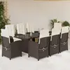 Image de vidaXL Ensemble à manger de jardin et coussins 9 pcs marron poly rotin