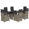 Image de vidaXL Ensemble à manger de jardin et coussins 7 pcs gris rotin