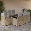 Image de vidaXL Ensemble à manger de jardin et coussins 9 pcs beige Poly rotin