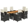 Image de vidaXL Ensemble à manger de jardin coussins 7pcs Noir Résine tressée