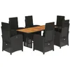 Image de vidaXL Ensemble à manger de jardin coussins 7pcs Noir Résine tressée