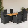Image de vidaXL Ensemble à manger de jardin coussins 7pcs Noir Résine tressée