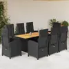 Image de vidaXL Ensemble à manger de jardin 9pcs coussins noir résine tressée
