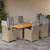 Image de vidaXL Ensemble à manger de jardin et coussins 7 pcs beige poly rotin