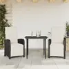 Image de vidaXL Ensemble de bistro 3 pcs avec coussins noir résine tressée