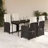 Image de vidaXL Ensemble à manger de jardin coussins 5pcs Noir Résine tressée