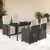 Image de vidaXL Ensemble à manger de jardin coussins 5pcs Noir Résine tressée