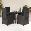 Image de vidaXL Ensemble à manger de jardin coussins 5pcs Noir Résine tressée