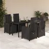 Image de vidaXL Ensemble à manger de jardin coussins 5pcs Noir Résine tressée