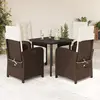 Image de vidaXL Ensemble à manger de jardin 5 pcs et coussins marron poly rotin