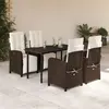 Image de vidaXL Ensemble à manger de jardin 5 pcs et coussins marron poly rotin