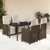 Image de vidaXL Ensemble à manger de jardin 5 pcs et coussins marron poly rotin