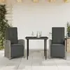 Image de vidaXL Ensemble de bistro 3 pcs avec coussins gris résine tressée