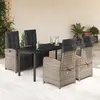 Image de vidaXL Ensemble à manger de jardin 5 pcs coussins gris résine tressée