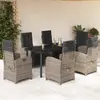 Image de vidaXL Ensemble à manger de jardin et coussins 7 pcs gris rotin