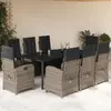 Image de vidaXL Ensemble à manger de jardin 9 pcs coussins gris résine tressée