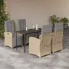Image de vidaXL Ensemble à manger de jardin avec coussins 5pcs Beige poly rotin
